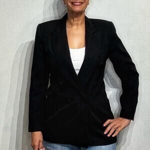 Jacqueline Ferrar Black Vintage Wool Blend Blazer Sz 6